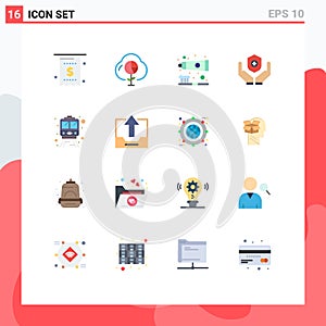 Universal Icon Symbols Group of 16 Modern Flat Colors of handcare, medicine, graph, medical, toothbrush