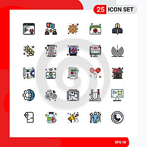 Universal Icon Symbols Group of 25 Modern Filled line Flat Colors of authorship, artist, gear, anonymous, flower