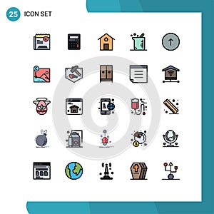 Universal Icon Symbols Group of 25 Modern Filled line Flat Colors of browser, chemistry, office, biology, bigger