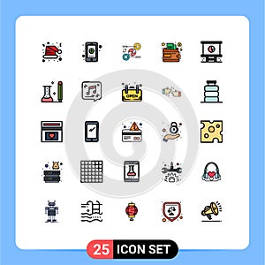 Universal Icon Symbols Group of 25 Modern Filled line Flat Colors of business, money, medicine, cash, marketing