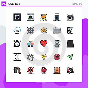 Universal Icon Symbols Group of 25 Modern Filled line Flat Colors of coding, time, full, medical, appointment