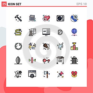 Universal Icon Symbols Group of 25 Modern Filled line Flat Colors of exchange, paint, dislike, arts, music