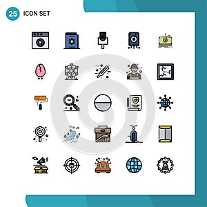 Universal Icon Symbols Group of 25 Modern Filled line Flat Colors of medical, money, cable, storage, file