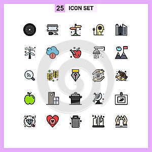 Universal Icon Symbols Group of 25 Modern Filled line Flat Colors of mind, boosting, filmstrip, ability, wood