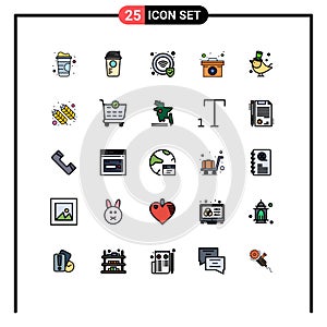 Universal Icon Symbols Group of 25 Modern Filled line Flat Colors of pet, bird, protection, medicine, medical