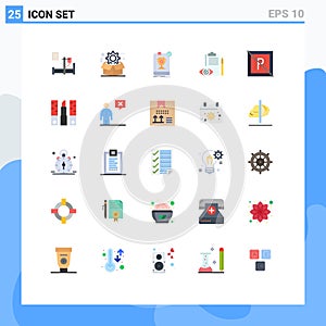 Universal Icon Symbols Group of 25 Modern Flat Colors of control, backlog, configuration, quality control, rule