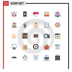 Universal Icon Symbols Group of 25 Modern Flat Colors of dimm, component, no mobile, cards, pulse