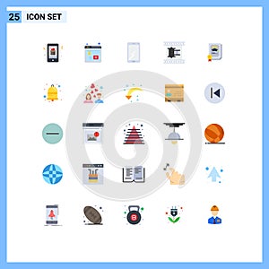 Universal Icon Symbols Group of 25 Modern Flat Colors of movie reel, film, website, cinema, huawei
