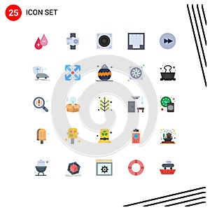 Universal Icon Symbols Group of 25 Modern Flat Colors of port, internet, video, ethernet, web