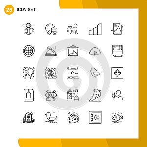 Universal Icon Symbols Group of 25 Modern Lines of back to school, modern building, damage, buildings, apartments