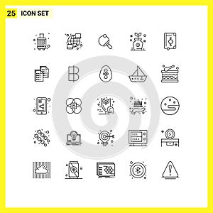 Universal Icon Symbols Group of 25 Modern Lines of quran, investment, streamline, growth, tennis