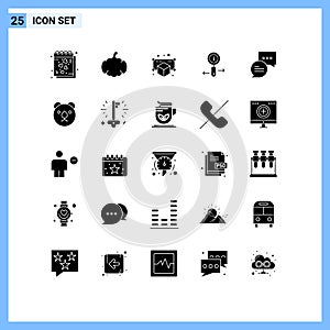 Universal Icon Symbols Group of 25 Modern Solid Glyphs of chat, zoom, canada, information, point