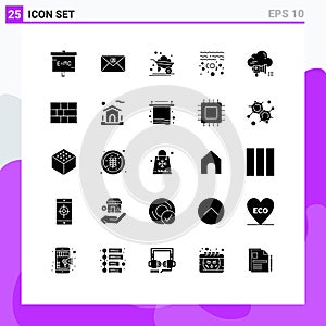 Universal Icon Symbols Group of 25 Modern Solid Glyphs of marketing, co, agriculture, pollution, gas