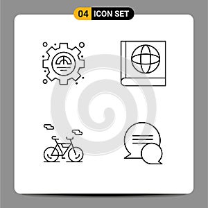 Universal Icon Symbols Group of 4 Modern Filledline Flat Colors of efficiency, chat, productivity, bike, messages