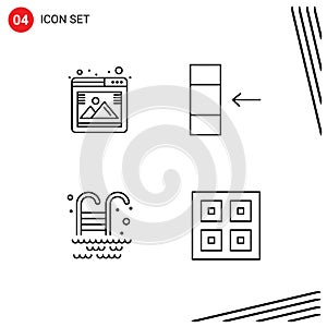 Universal Icon Symbols Group of 4 Modern Filledline Flat Colors of gallery, park, browser, import, boxes
