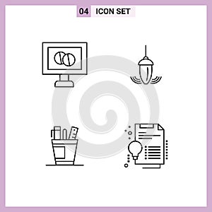 Universal Icon Symbols Group of 4 Modern Filledline Flat Colors of medical, desk, sinker, plumb, organizer