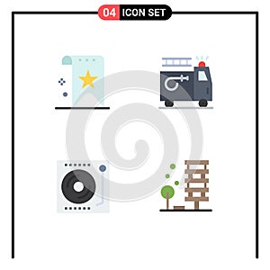 Universal Icon Symbols Group of 4 Modern Flat Icons of bookmark, devices, rank, clipart, music