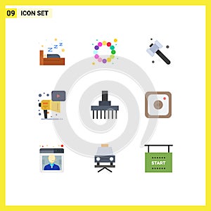 Universal Icon Symbols Group of 9 Modern Flat Colors of tractor, front, tool, farm, play