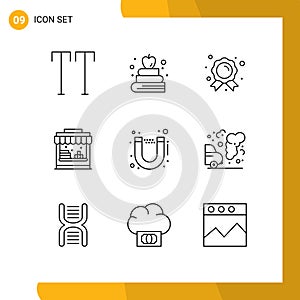 Universal Icon Symbols Group of 9 Modern Outlines of environment, study, champion, streamline, park
