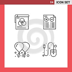 Universal Icon Symbols Group of 4 Modern Filledline Flat Colors of brusher, fly, fly, plus, computer