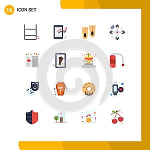 Universal Icon Symbols Group of 16 Modern Flat Colors of cafe, internet of things, stat, drone, communications photo