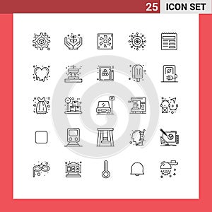 Universal Icon Symbols Group of 25 Modern Lines of document, donation, compter, crowdsourcing, campaign photo