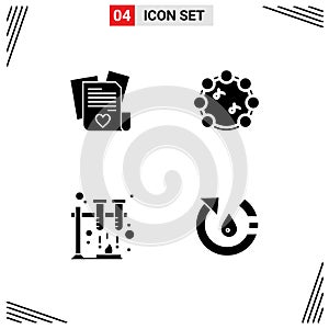 Universal Icon Symbols Group of 4 Modern Solid Glyphs of file, space, wedding, virtuoso, ecology photo