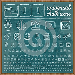 200 Universal Icons in chalk doodle style Set 2 photo