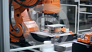 Universal industrial robotics arm, automatic robotic manipulators in production.