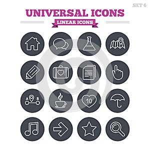 Universal linear icons set. Thin outline signs