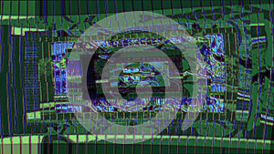 Universal ornamental cyberpunk trendy holographic background. Data mosh footage.