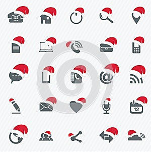 Universal Outline Icons For Web and Mobile with christmas hat