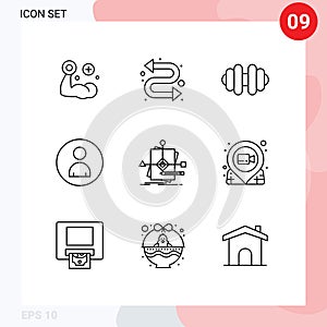9 Universal Outline Signs Symbols of plan, foretelling, sports, business, user photo