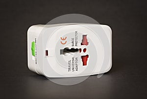 Universal power adapter for outlet standards used in European countries; within the european conformity Standards CE.