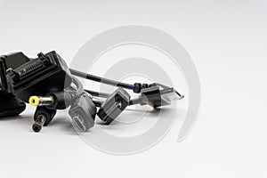Universal recharger head isolated on white background photo