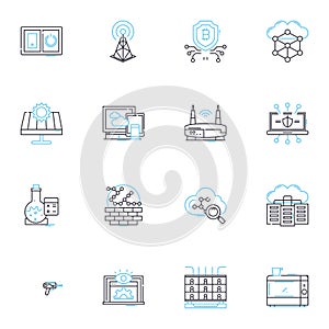 Universal science linear icons set. Cosmos, Cosmology, Physics, Chemistry, Biology, Astronomy, Mathematics line vector