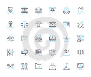 Universal science linear icons set. Cosmos, Cosmology, Physics, Chemistry, Biology, Astronomy, Mathematics line vector