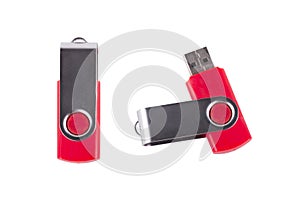 Universal serial bus USB drive isolated over the white background.