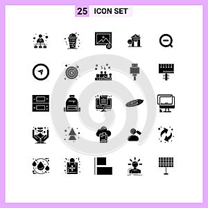25 Universal Solid Glyphs Set for Web and Mobile Applications delete, less, lock, search, house