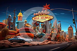 Universal Studios in Las Vegas. Universal Studios is a theme park located on the Las Vegas Strip, Welcome to Never Sleep city Las photo