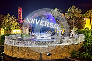 Universal Studios, Orlando Earth Globe Illuminated At Night