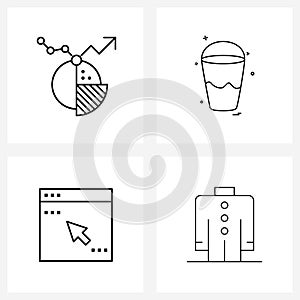 Universal Symbols of 4 Modern Line Icons of analysis, browser, investment, bucket, miscellaneous