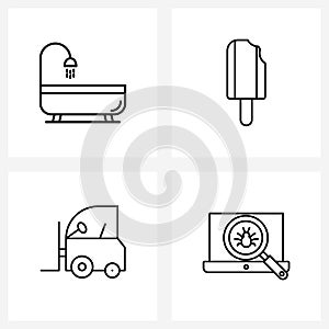 Universal Symbols of 4 Modern Line Icons of bathroom, delivery, furniture, food, fulfillment