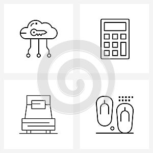 Universal Symbols of 4 Modern Line Icons of cloud, home, transfer, math, flip