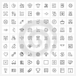 Universal Symbols of 81 Modern Line Icons of garments, money, statistics, cloud, lover