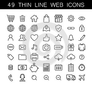 Universal thin line web icons set.