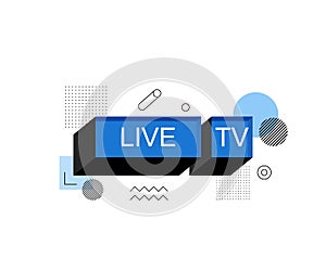 Live TV. Abstract speech bubble box label.