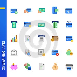 Online payment flat icon set.
