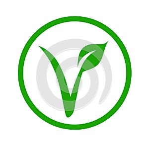 Universal vegetarian symbol- The V-label- V with a leaf