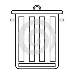 Universal waste bin with lid and handles. Black and white icon. Vector Illustration